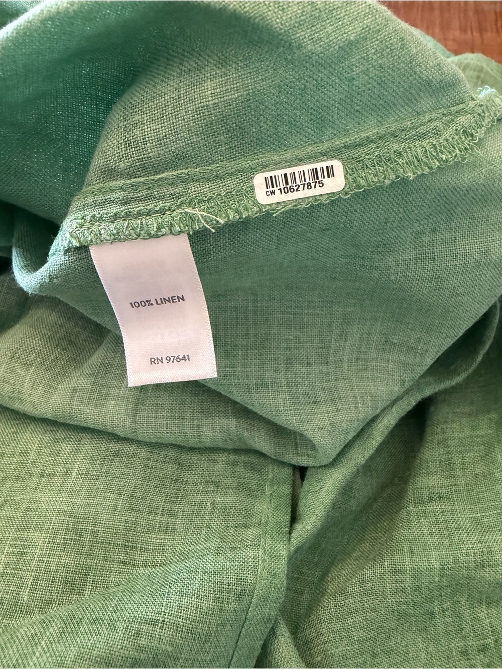 J Jill Love Linen 100% Linen green button down top with gold buttons size large - Picture 6 of 10